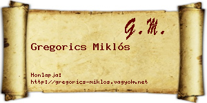 Gregorics Miklós névjegykártya